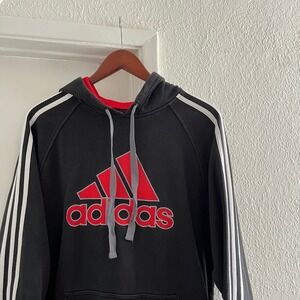 Adidas Logo Men's Black Hooded  Sweatshirt - Men's Medium